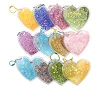 HANABASS 12pcs Flowing Sand Heart Pendant Charms Plastic Valentines Day Hanging Ornaments for Women Bag Car Decor Unique DIY Sand Keepsake Gifts