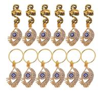 HANABASS 12pcs Golden Spiral Hair Braid Rings Dreadlock Braiding Accessories Hair Jewelry with Evil Eye Pendant for Holiday Parties and Different Occasions, Alloy Material, Do Not Fade