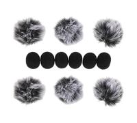 HANABASS 12pcs Lavalier Wind Muff Furry Windscreen for Interviews Podcasting Vlogging Recording Wind Muff and Sponge Covers
