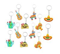 HANABASS 12pcs Mexican Party Favors Keychains Cactus Sombrero Taco Guitar Design Lightweight PVC Festival Keyrings for Cinco De Mayo Birthday Shower Accessories