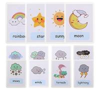 HANABASS 12Pcs Weather Cognition Flash Cards Multi Function Words Learning Cards for Engaging Educational Teaching for Boys Early Childhood Learning Tool