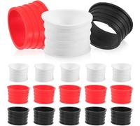 HANABASS 15pcs Badminton Racket Grip Rubber Rings Sweat-absorbent Non-slip Overgrip Bands Black White Red for Professional Racket Accessories and Tennis Grip Protection