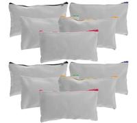 HANABASS 15pcs Canvas Pencil Bag Canvas Makeup Bags Assorted Color Zipper Design Practical Travel Cosmetics for Family and Friends Business Trip Storage Random Color