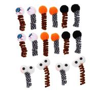 HANABASS 16pcs Halloween Cat Spring Plush Eyeball and Pumpkin Balls Interactive Kitten Teething Chew for Swatting Biting Hunting with Fuzzy Yarn Design