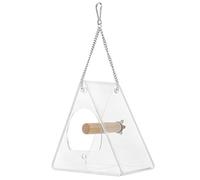HANABASS 1PC Clear Acrylic Bird Feeder Detachable Outdoor for Birds Practical Hanging Feeder with Stable Roof for Rain Protection
