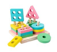 HANABASS 1Set Geometric Wooden Building Blocks Stacking Game Educational Plaything for Enhances Knowledge Hand Skills for Preschoolers