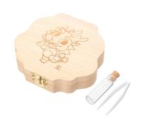 HANABASS 1Set Wooden Tooth Box Boys Deciduous Teeth Storage Holder Memory Keepsake Box with Chinese Zodiac Dragon Design for Lost Teeth Foetal