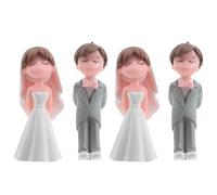 HANABASS 2 Pairs Bride and Groom Cake Toppers, Romantic Pvc Wedding Figurines, Multipurpose Decorative Keepsakes for Indoor and Outdoor Weddings, Elegant Miniature Cake Figurine Ornaments