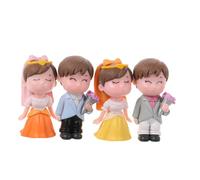 HANABASS 2 Pairs Romantic Bride and Groom Cake Topper Small Couple Figurines for Wedding Cake Decor and Centerpiece Versatile DIY Landscape Decoration for Wedding Day and Valentines Table