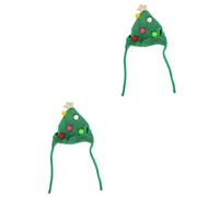 HANABASS 2 pcs Christmas Pet Hat for Dogs and Cats Lightweight Adorable Green Party Headdress with Colorful Balls Comfortable Soft Material Festive Holiday Costume Accessory for Pets