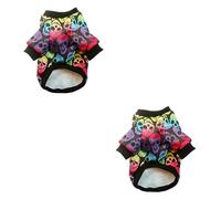 HANABASS 2 pcs Colorful Skull Head Halloween Pet Sweater Xs Breathable Soft Dog Coat with Adorable Pattern for Party and Festival Wear