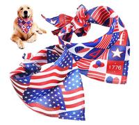 HANABASS 2 Pieces American Flag Dog Bandanas for Small Dogs, Medium Size Cotton Triangle Scarves, Patriotic Puppy Bandana Set for Independence Day and Holiday Outfits