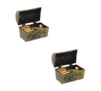 HANABASS 2 Sets Miniature Pirate Chest Alloy Treasure Bars and Coins Dollhouse Accessories Realistic Collectible Props for Dollhouse Scene Decorations