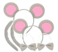 HANABASS 2 Sets Mouse Ears Headband with Bow Tie and Tail Kit for Animal Costume Accessories for Halloween Parties Dress Up Performances Birthday Party Carnival