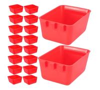 HANABASS 20pcs Bird Feeding Dish Cups with Hook Stable Rectangular Parrot Food Bowl for Parakeet Cockatiel Pigeon Chicken Indoor Outdoor Bird Cage Feeder Accessories