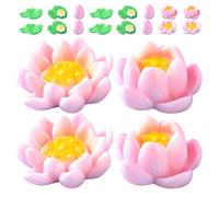 HANABASS 20Pcs Resin Lotus Flower and Leaf Ornaments Artistic Decor for Aquariums Ponds Dollhouses and Miniature Landscapes and Easy to Install Fish Tank Accessories