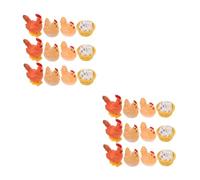 HANABASS 24 pcs Miniature Resin Chicken Figurines Detailed Hen Rooster Egg Sculptures for Garden Accessories Animal Micro Landscape Decoration Cute Farmhouse Ornaments for DIY Projects and
