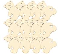 HANABASS 24pcs Bear Cutouts DIY Bear Wood Slices for Khaki Wooden Material Smooth Flat Surface Suitable for Coloring for DIY Crafts and Painting