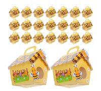HANABASS 25Pcs Cartoon Bee Mini Gable Boxes for Party Candy Packing, Small Paper Snack Containers for Birthday, Bridal Shower, Easter Treats, and Chocolate Storage