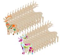 HANABASS 25pcs Deer Wood Pieces Unfinished Wooden Ornaments Beige Premium Wood Material No Burr Can Be Hung DIY Craft Supplies