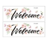 HANABASS 2pcs Adhesive Wall Stickers Welcome Decals Self-Adhesive Wall Sticker Pink PVC Fresh Style Resistant to Tear and Wear Practical Home Decoration