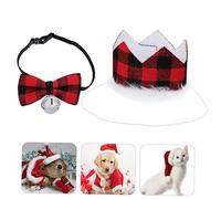 HANABASS 2pcs Adorable Dog Christmas Hat and Bow Tie Collar Bell for Pets Pet Christmas Hat Dog Bell Collars