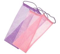 HANABASS 2pcs African Exfoliating Wash Net Body Scrubber Set Foldable Shower Scrubbers for Women, Convenient Back and Body Exfoliator in Purple and Pink for Daily Bathing