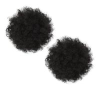 HANABASS 2pcs Afro Curly Bun Hairpieces Lightweight Black High Temperature Silk Hair Extensions with Drawstring Clips for Party and Photo Prop