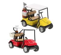 HANABASS 2pcs Alloy Golf Cart Model with Pullback Function Miniature Golf Cart for Desktop Decoration in Red and Yellow Realistic Crafting Ornament and Office Display