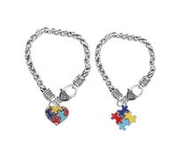 HANABASS 2pcs Autism Awareness Puzzle Hand Chains Creative Jigsaw Hand Decor for Symbolizing Inclusivity and Diversity with Chic Design