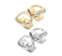 HANABASS 2pcs Bling Heart Rhinestone Tooth Grills for Women and Men Hip Hop Jewelry Fake Golden Teeth Caps Halloween Costume Mouth Accessories