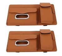 HANABASS 2Pcs Car Visor Sunglass Clips Brown Universal Sun Visor Organizer with Eyeglass Holder for Car Interior Storage and Sunglasses Case