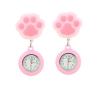 HANABASS 2pcs Doctor Clip-on Watch Nurse Pocket Watch Silicone Cat Paw-Shaped Creative Design Safe to Use View Nursing Students and Doctors