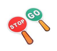HANABASS 2pcs Double Sided Red Green Stop Go Paddle Signs Plastic Handheld Traffic Safety Tools for Classroom Education Moisture Resistant Road Signal