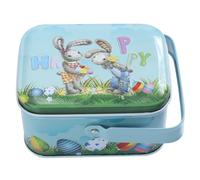 HANABASS 2pcs Easter Candy Storage Boxes with Handle, Iron Biscuit and Cookie Tin Containers, Party Favors Holder and Holiday Sweet Packing Cases for Treat Organization