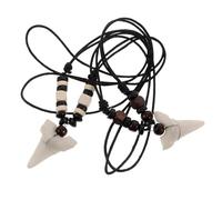 HANABASS 2pcs Faux Shark Tooth Necklace Shark Tooth Choker Retro Plastic Resin Wood Adjustable Cord Beach Party Surfer Style for Men Women