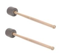 HANABASS 2pcs Foam Head Drum Mallets with Handles Soft Percussion Bass Drumsticks for Beginner Practice Non-skid Grip Wood Material for Marching Bands and Intermediate Players