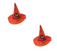 HANABASS 2pcs Funny Pet Hat Halloween Christmas Witch Hat with Spider Web Pumpkin Bat Design Soft Cat and Puppy Costume Accessory for Party Cosplay and Festive Celebrations