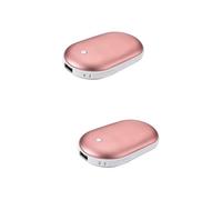 HANABASS 2pcs Handy 2-in-1 Electric Hand Warmer Power Bank 4000mah Instant Heater for Activities Rose Gold