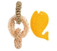 HANABASS 2pcs Loofah Chew Toys for Small Animals Interactive Teething Accessories for Hamsters Rabbits and Chinchillas Natural Dental Care Chew Sticks