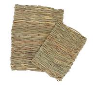 HANABASS 2pcs Mats for Rabbit Guinea Pig Hamster Dutch Bunny Grass Mat Pads Woven