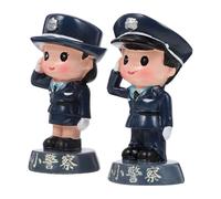 HANABASS 2Pcs Mini Policeman Figurine Cake Toppers, Small Police Officer Model Dolls for Birthday Party Decorations, Non-Edible Police Figure Set for Cake and Cupcake Decor