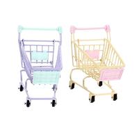 HANABASS 2PCS Mini Shopping Cart for House Decor Design Safe Material Fun Learning Shopping Experience for Pretend Play Random Color