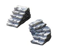 HANABASS 2pcs Miniature Resin Stone Steps Straight and Curved Micro Step Models for DIY Doll House Decor Artificial Stairs Ornament for Micro Landscape and Garden Scenery