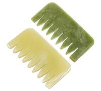 HANABASS 2Pcs Natural Jade Massage Comb for Scalp Relaxation and Muscle Tension Relief Smooth Wide Teeth Prevent Hair Tangle Skin-friendly Gua Sha Scraping Tool Portable Head Massager for