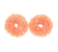HANABASS 2pcs Orange Faux Fur Hair Ropes Elastic Ponytail Holder Soft Fluff Material Comfortable Touching Hair Accessories Can be Worn on Wrist