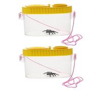 HANABASS 2PCS Outdoor Insect Observation Magnifying Boxes Portable Critter Containers With Straps for Boys and Girls Bug Collecting and Nature Exploration