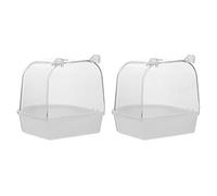 HANABASS 2pcs Parrot Bathing Tub Bird Shower Basin Plastic Fashionable Basin Help Birds Dissipate Heat Summer Winter Use for Parrots