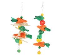 HANABASS 2Pcs Rabbit Molar Chew for Pets Carrot Strings Corn Rope Interactive Playthings for Hamsters Bunnies and Guinea Pigs Safe and Fun Teething Accessories