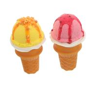 HANABASS 2pcs Realistic Fake Ice Cream Cone Meltproof Artificial Dessert Model for Home Shops Photography Staging Display Lightweight Food Prop